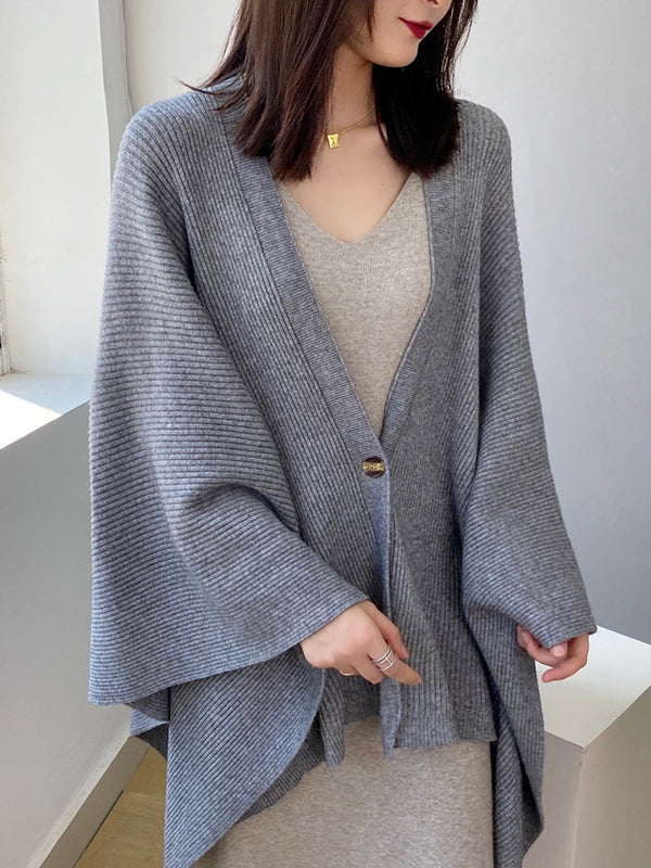 Simple Loose Shoulder Cardigan Casual Sweater