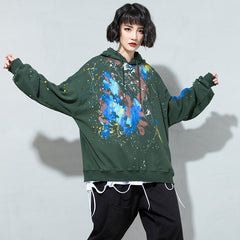 Women's Hooded Printed Fleece Sweatshirt