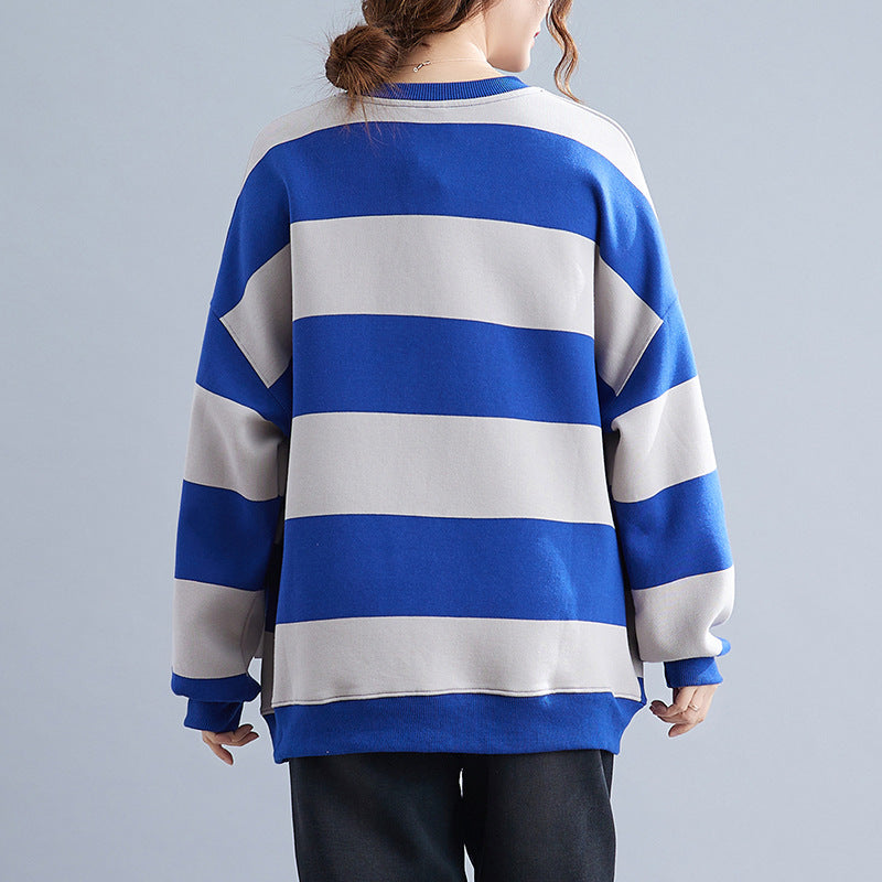 Loose Striped Thicken Sweatshirt