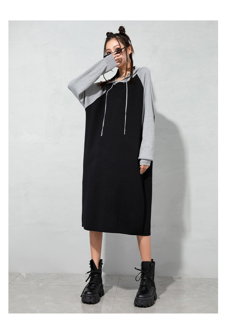 Urban Loose Color-Block Knitted Midi Dress