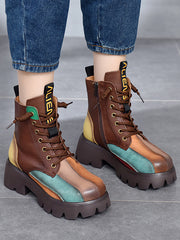 Retro Colorful Pu Platform Martin Boots