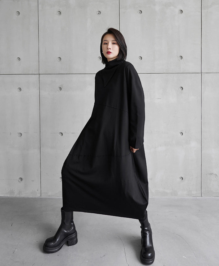 Irregular Stitching Solid Color Casual Loose Midi Dress