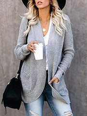 Casual Solid Color Knitted Cardigan Top