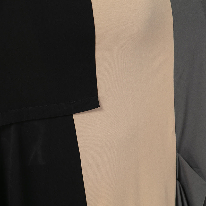 Loose Contrasting Irregular Stitching Knitted Midi Dress