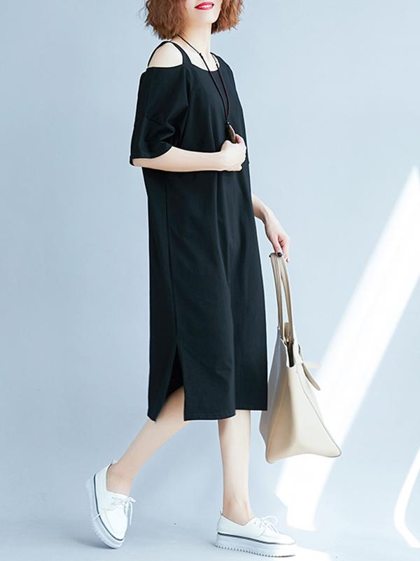 Loose Off-The-Shoulder Long T-Shirt
