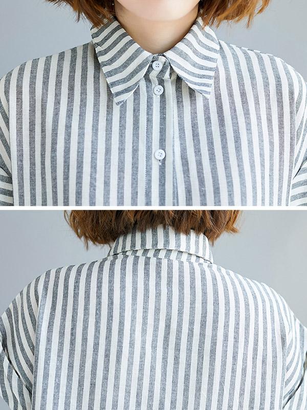 Loose Striped Short Sleeve Shirt