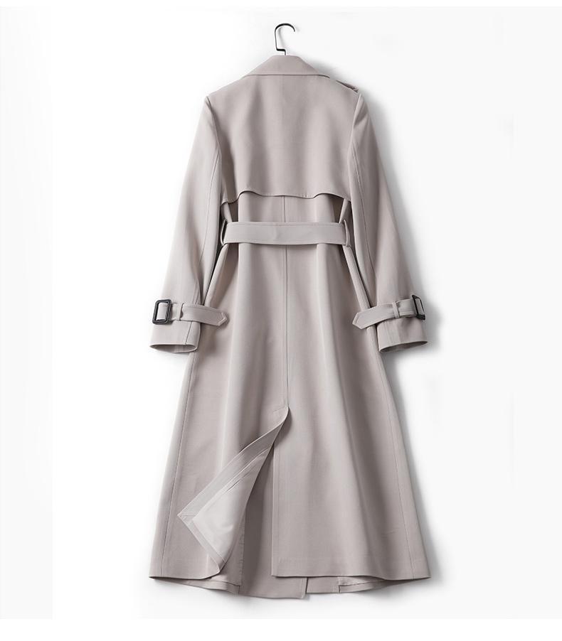 Solid Color Lapel Collar Mid-Length Coat