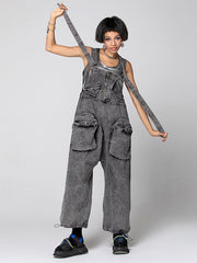 Casual Roomy Drawstring Split-Joint Overalls