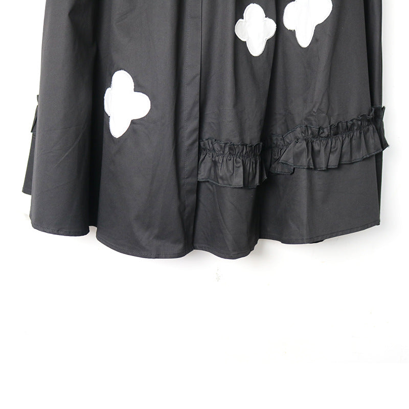 Vintage Embroidered Print Loose Casual Skirt