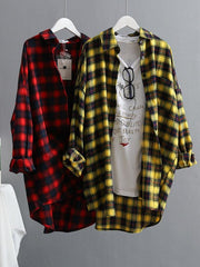 Casual Plaid Split-Joint Lapel Shirt