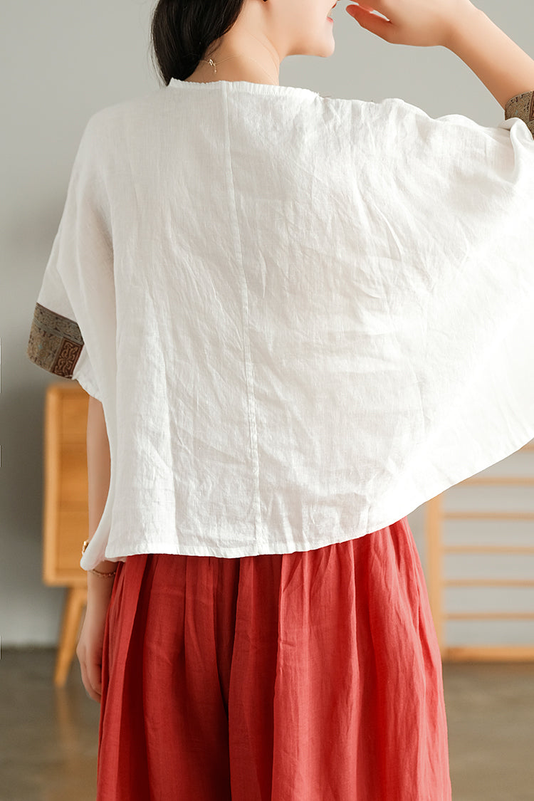 Casual Embroidery Tassel Short Sleeves T-Shirt