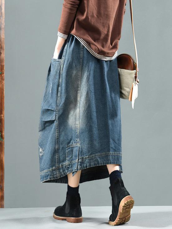 Split-joint Denim Skirt Bottom