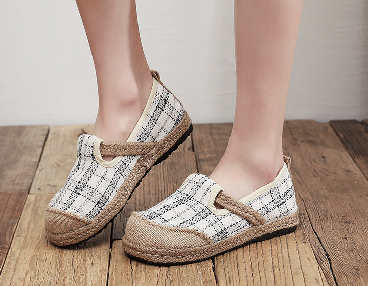 Plaid Retro Ethnic Big Toe Shoes