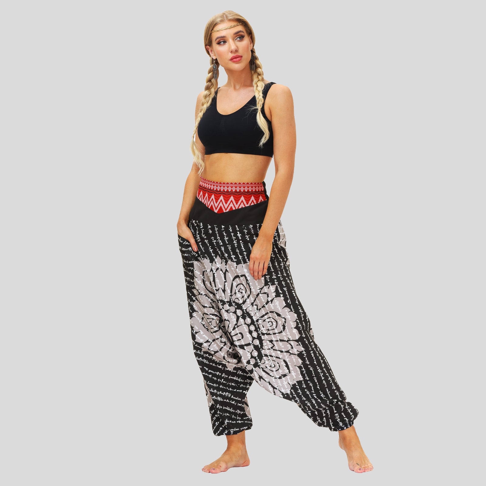 Digital Print Lantern Loose Casual Pants