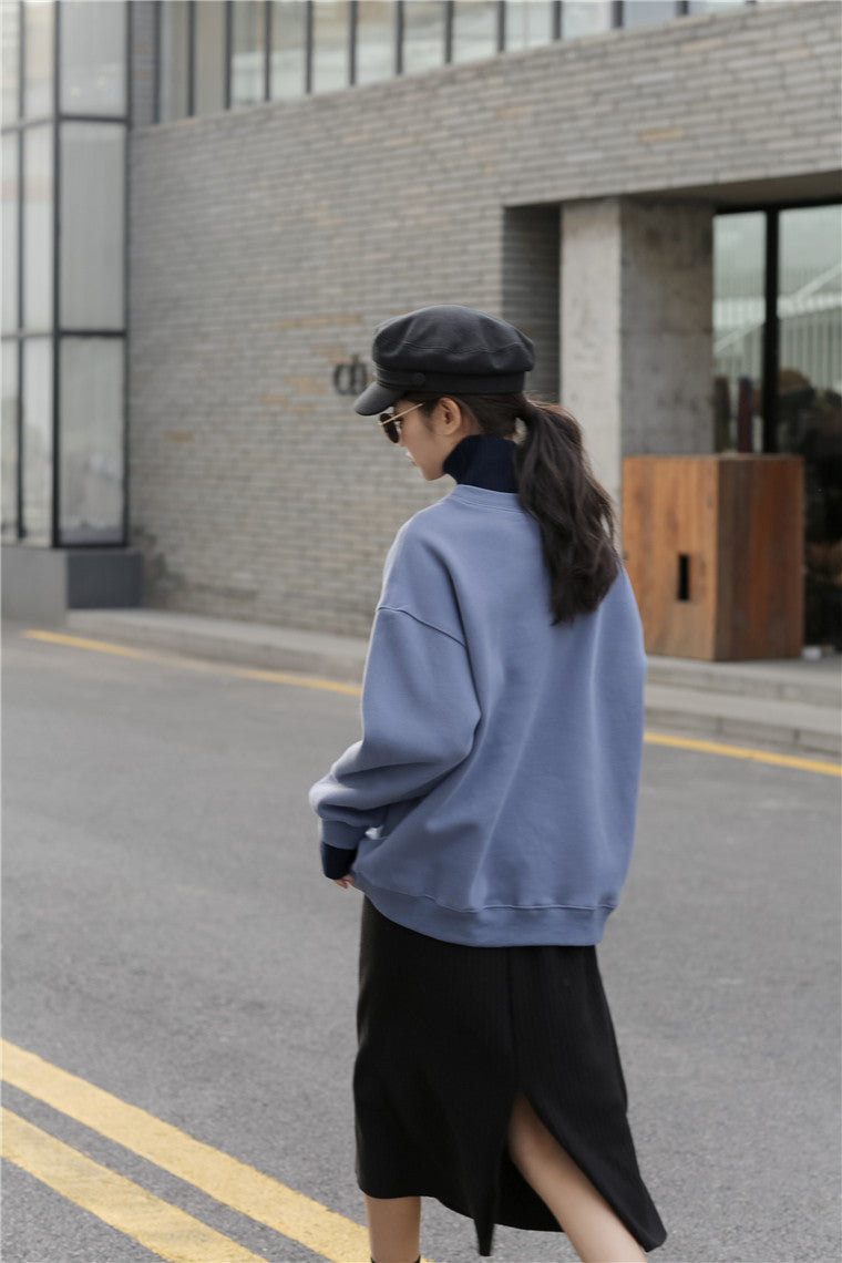Women Casual High Neck Pullover Sweatshirt