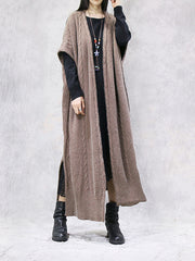 Loose Solid Color Bat Sleeve Long Cardigan