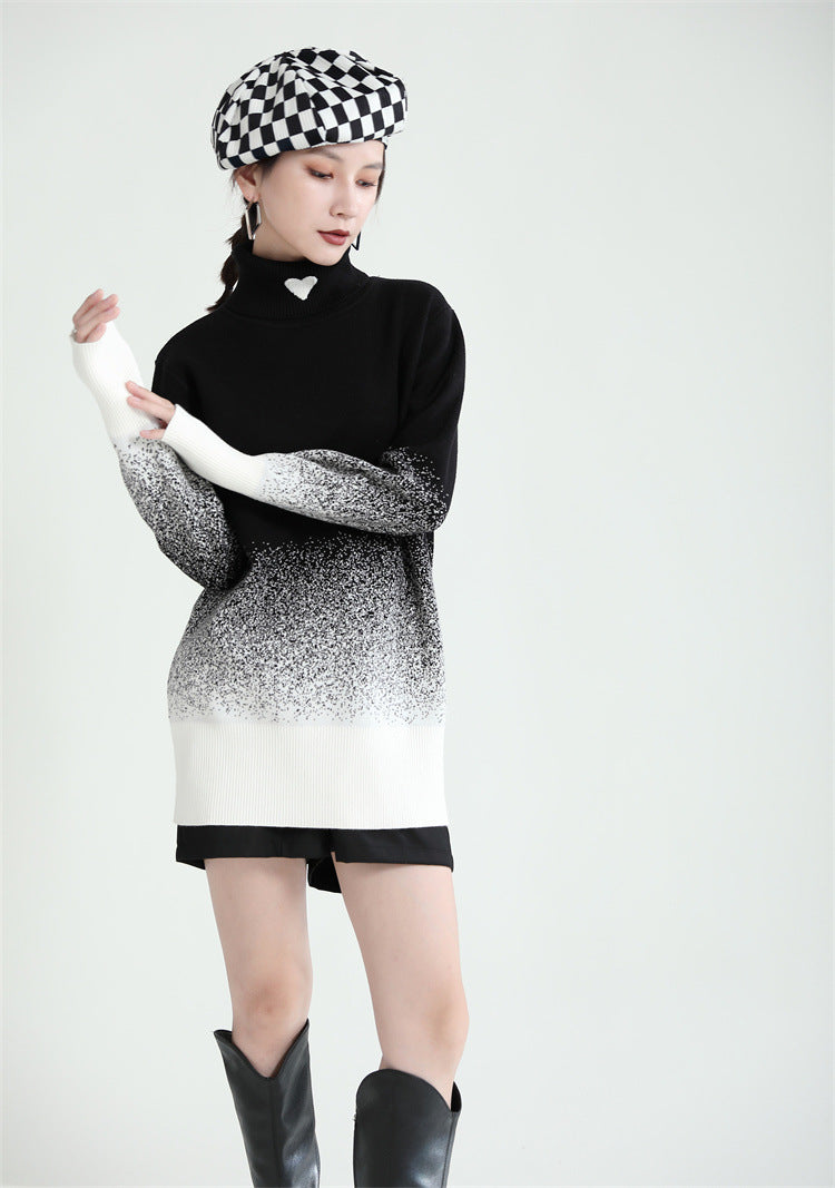 Original Design Gradient High-Neck Sweater