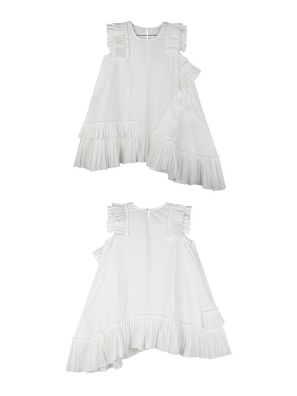 Asymmetric Ruffled Solid Dress