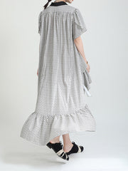 Lapel Simple Original Blouse Midi Dress