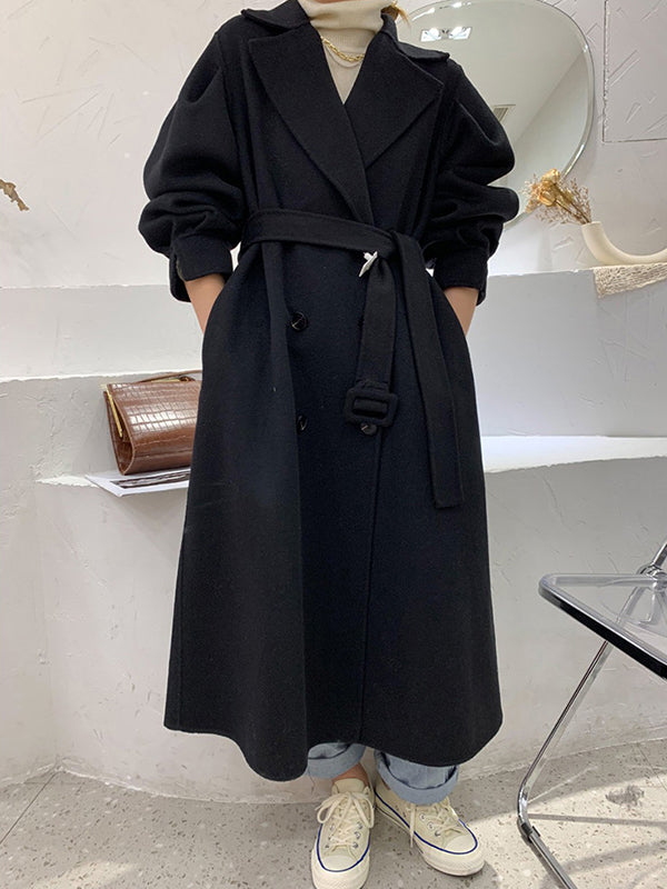 Solid Color Warm Long Double-Sided Woolen Coat