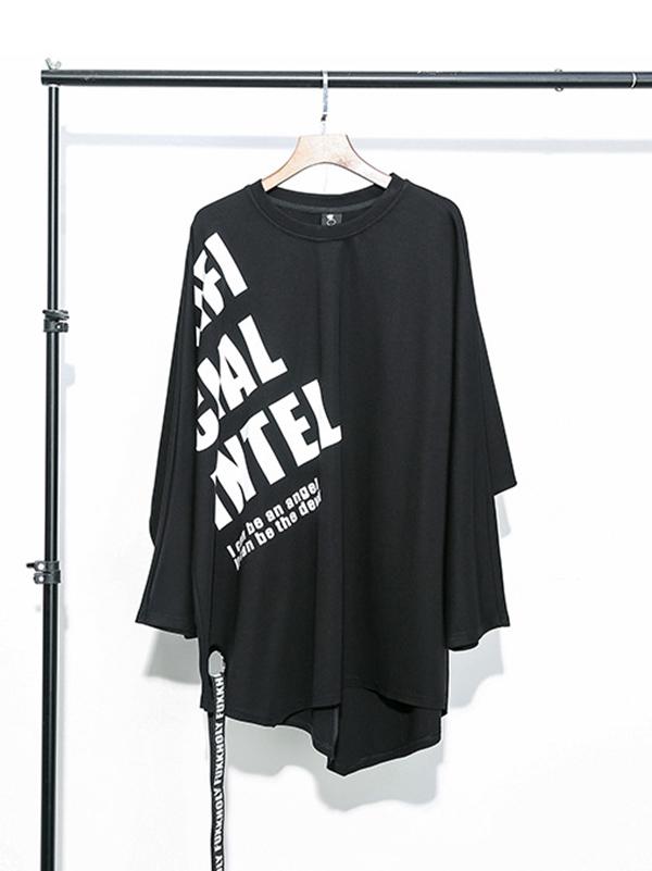 Casual Letter Printed Circular Hole Ribbon T-shirt