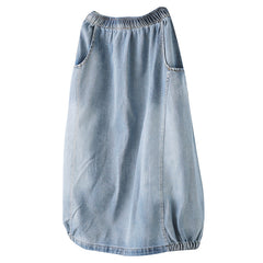 Denim Solid Color Loose Skirt