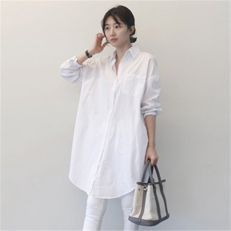 Women Solid Color Casual Long Sleeve Shirt