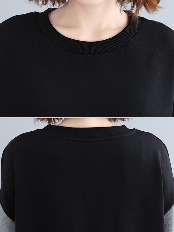 Loose Contrast Color False Two Sweatshirt