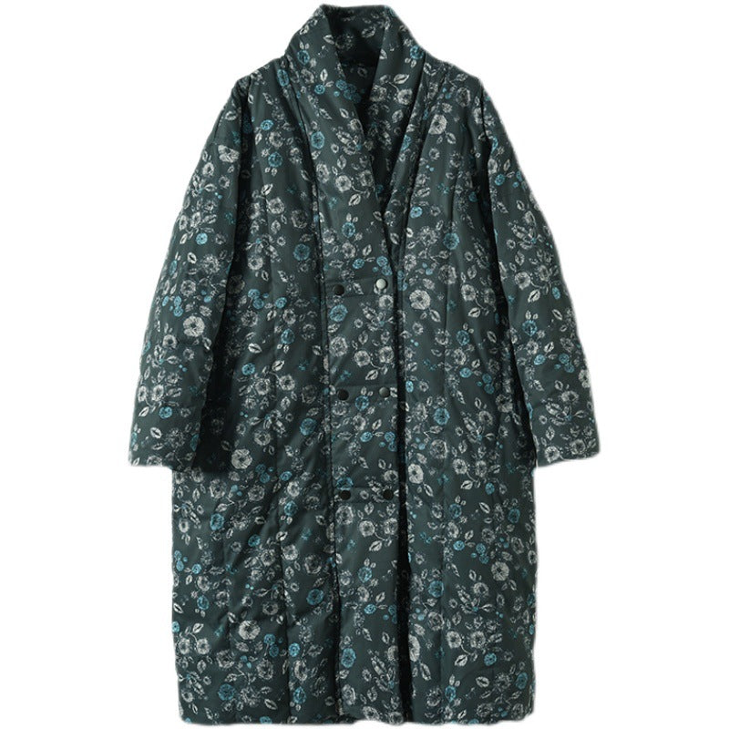 Retro Double-Breasted Floral Coat