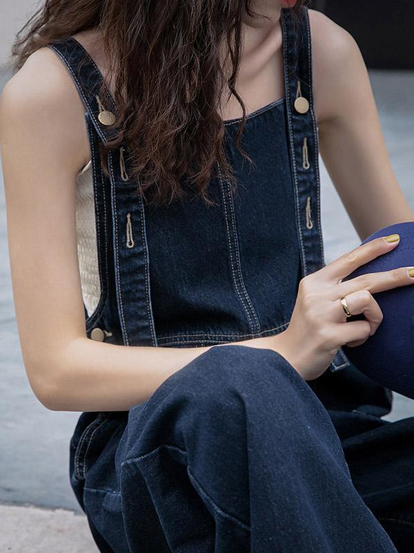 Vintage Empire Column Denim Jumpsuits