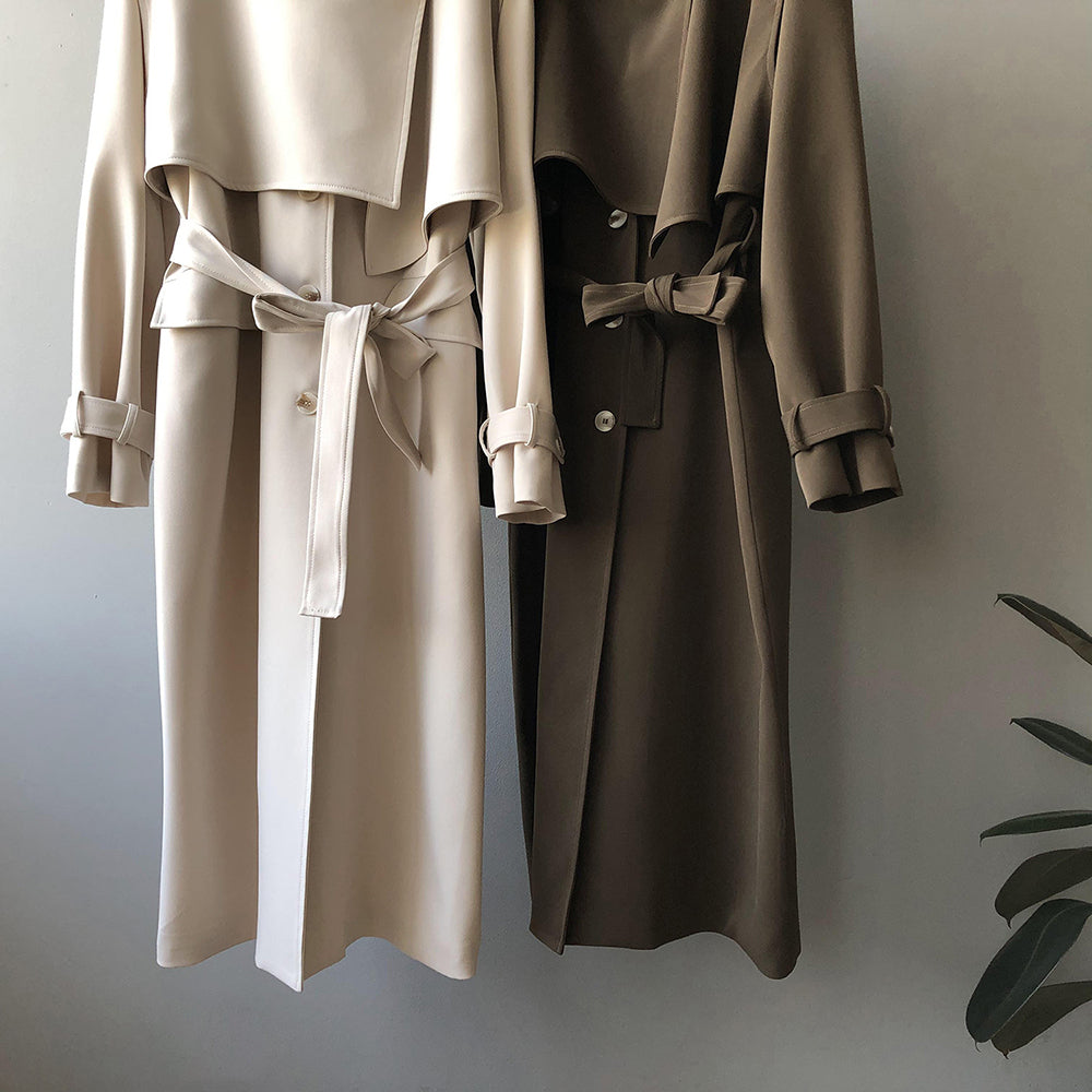Windbreaker 2-Piece Suit Temperament Loose Belted Jacket