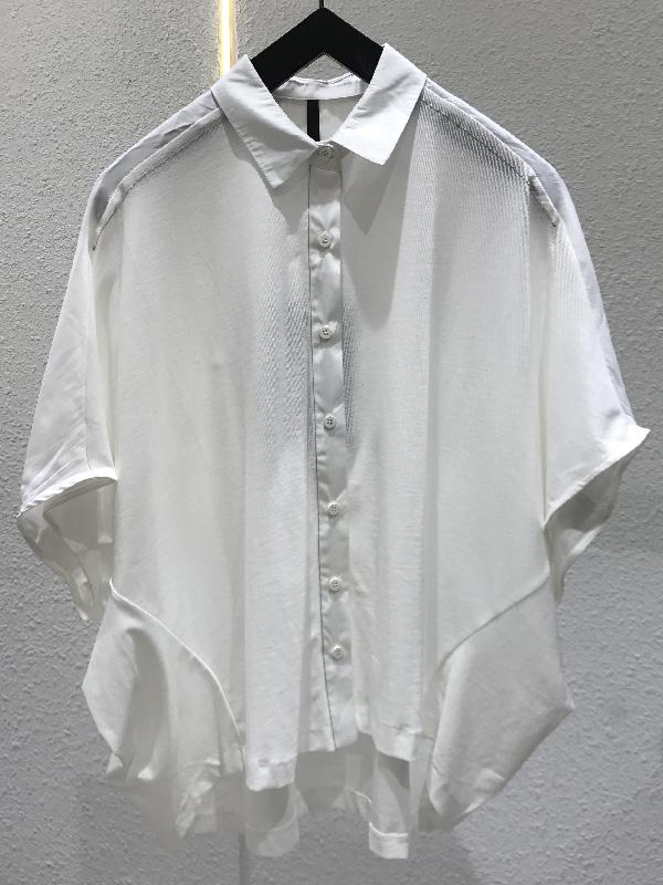White Loose Bat Sleeve Cropped Shirt