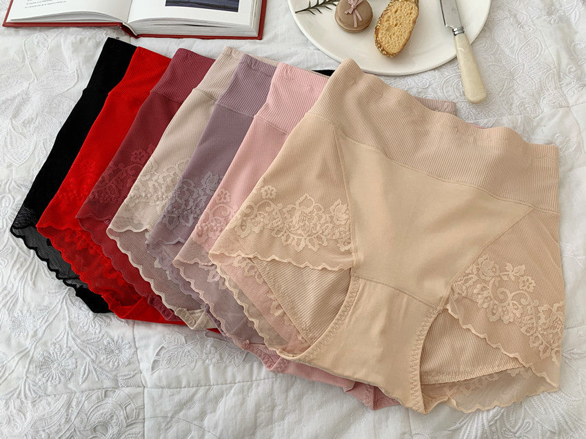 3Pcs Going Out Vacation High-Waisted Lace Lace Panties