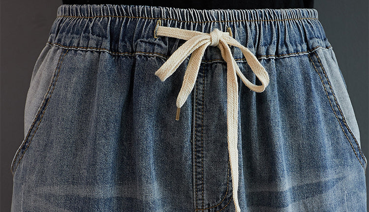 Vintage Washed Distressed Embroidered Jeans