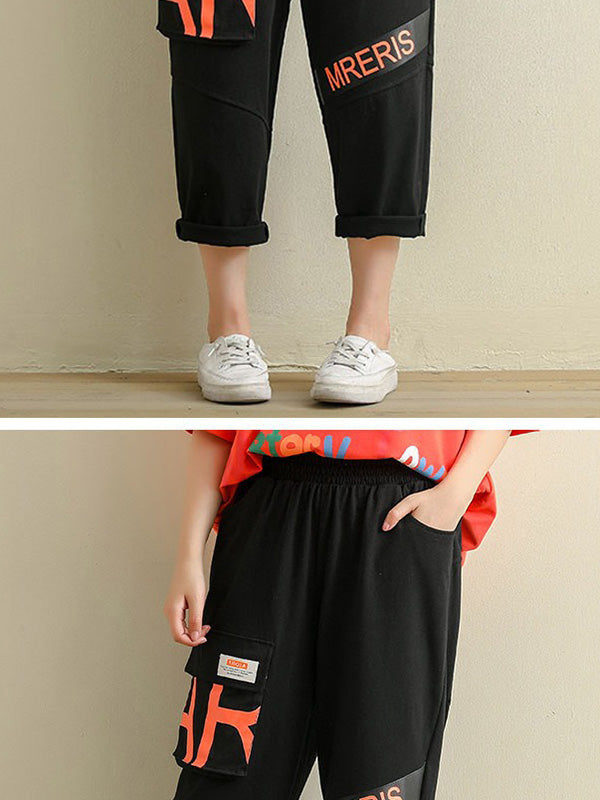 Casual Letter Print Capri-Pants