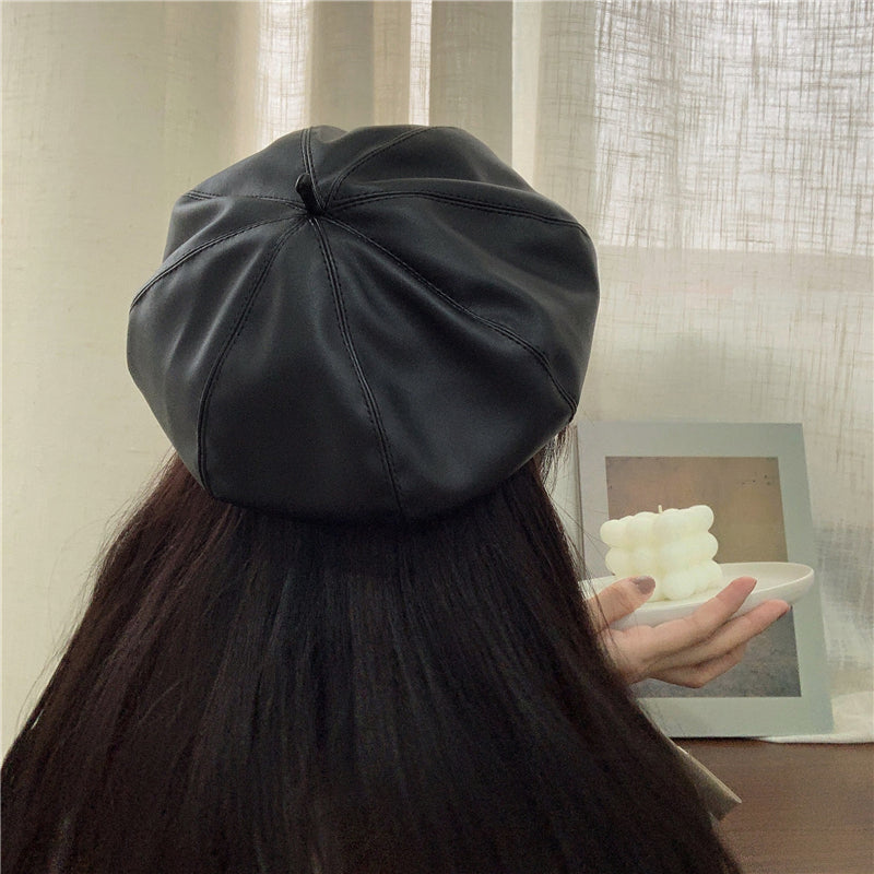 Vintage Leather Buckle Casual Beret