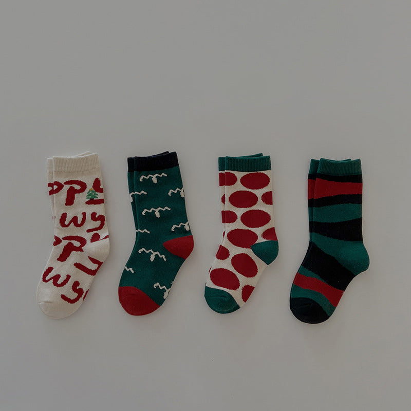 Child Christmas Printed Knitted Socks
