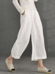 Loose Pure Color Linen Cotton Pants