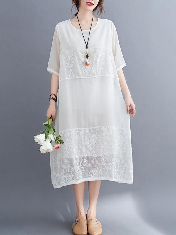 Original Split-Joint Hollow Lace Dress