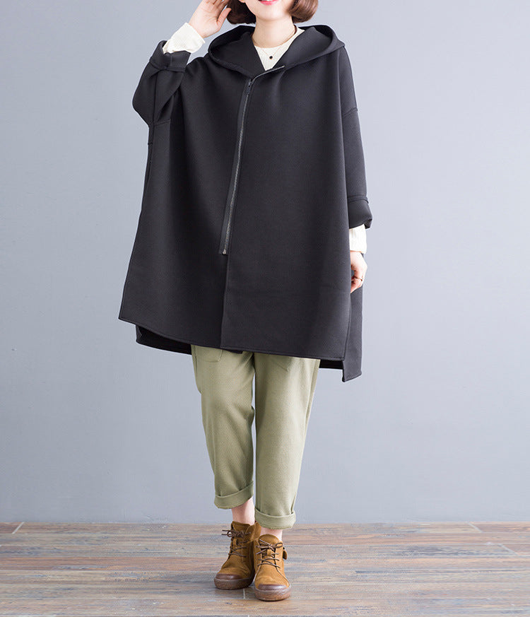 Loose Plus Size Cardigan Mid-Length Bat Sleeve Outwear