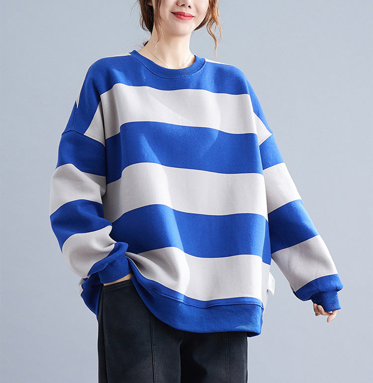 Loose Striped Thicken Sweatshirt