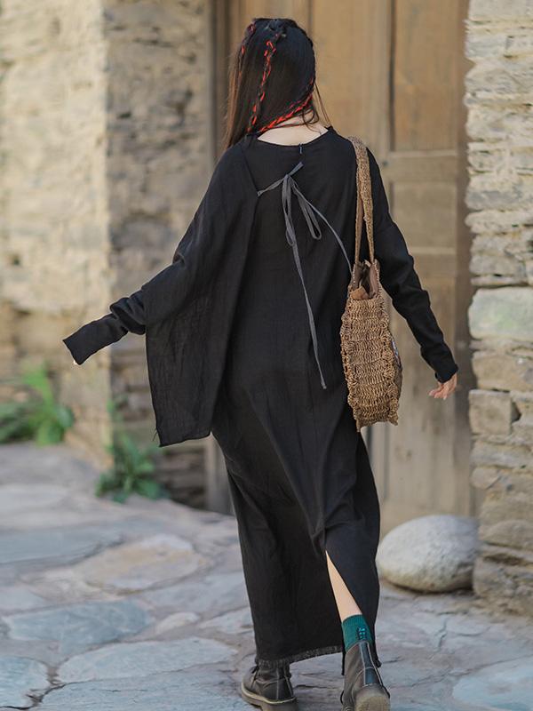 Simple Back-Strap Solid Loose Maxi Dresses
