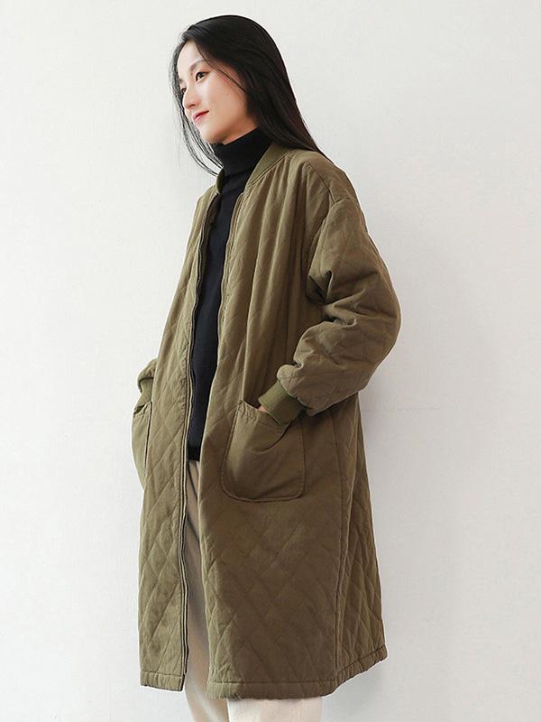 4 Colors Plaid Cotton Padded Coat