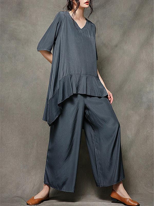 2019 Summer New Loose Oversize Wide Leg Pants Suit