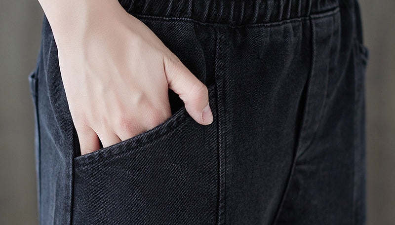 Women Retro Elastic Waist Loose Casual Pants