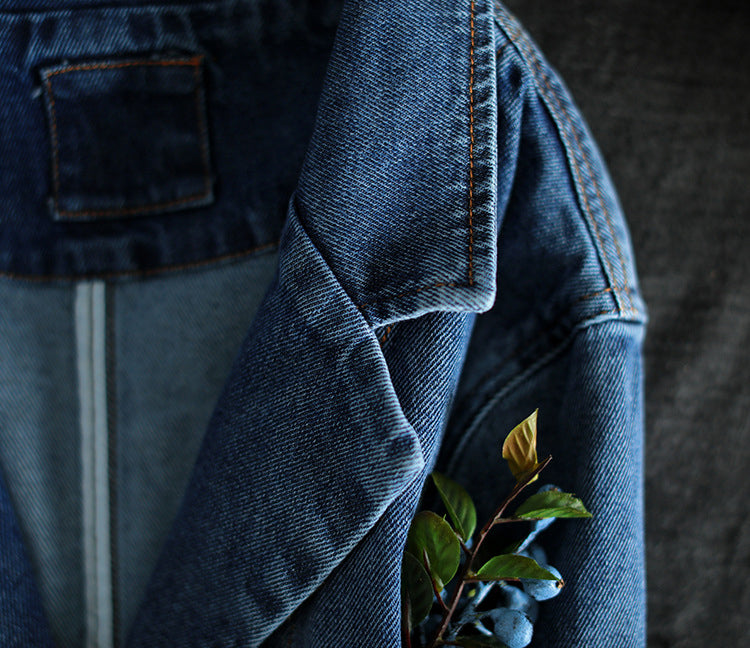 Vintage V-Neck Denim Loose Coat