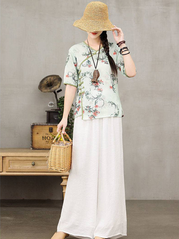 Retro Slouchy Plate Button Irregular T-Shirt