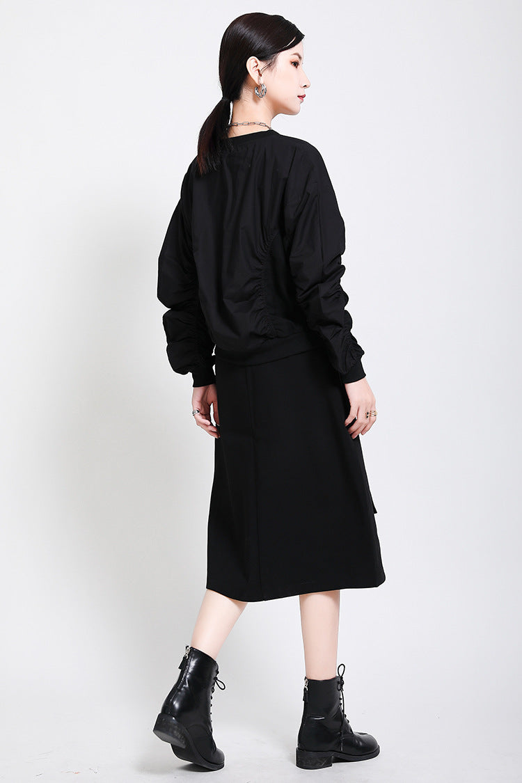 Women Elastic Pleated Threaded Sweater