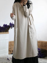 Casual Linen Cotton Manual strike Long Robe