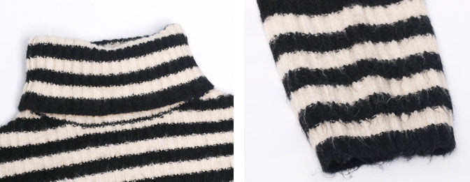 Urban Loose Striped High-Neck Sweater